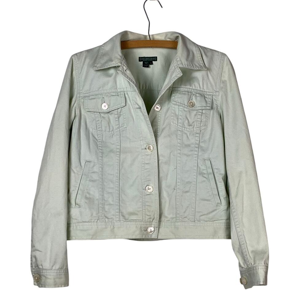 Lauren Jeans Co. Light Green Denim Jacket Womens S Spring Casual Vtg 90s Y2k
